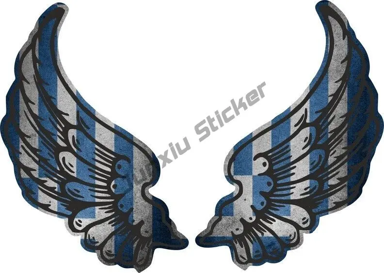 Oval GR with Greece Flag Sticker Country Wings Biker Decal Vinyl Motorbike GR Greek Greece Motorcycle Car Detailing Exterior