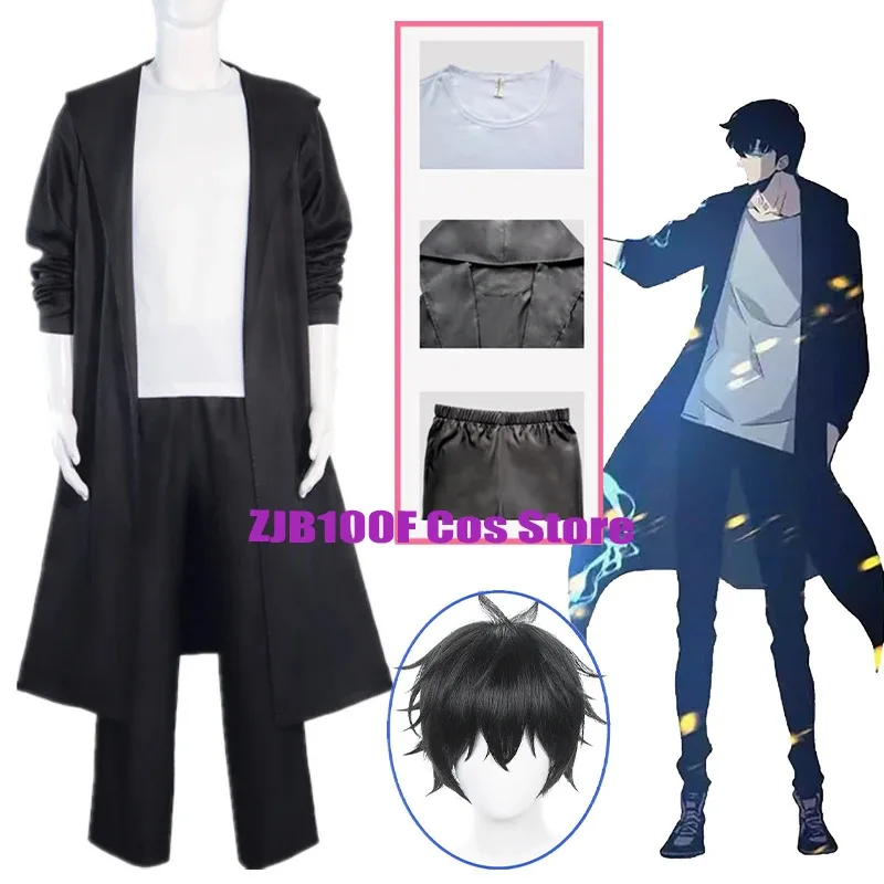 zizi 2025 Anime Knight Killer Sung Jin-woo Jinwoo Kostum Cosplay WigShun Mizushino Trench Coat Wanita Pria Halloween Role Play O