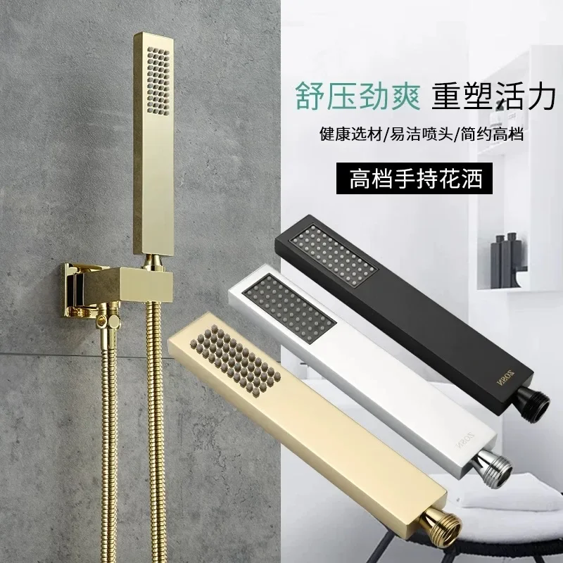 

Brushed Gold Hand Held Shower Head Bathroom Gold Finished Brass or Stainless Steel Rain Shower Spray Bath Handheld Shower Heads