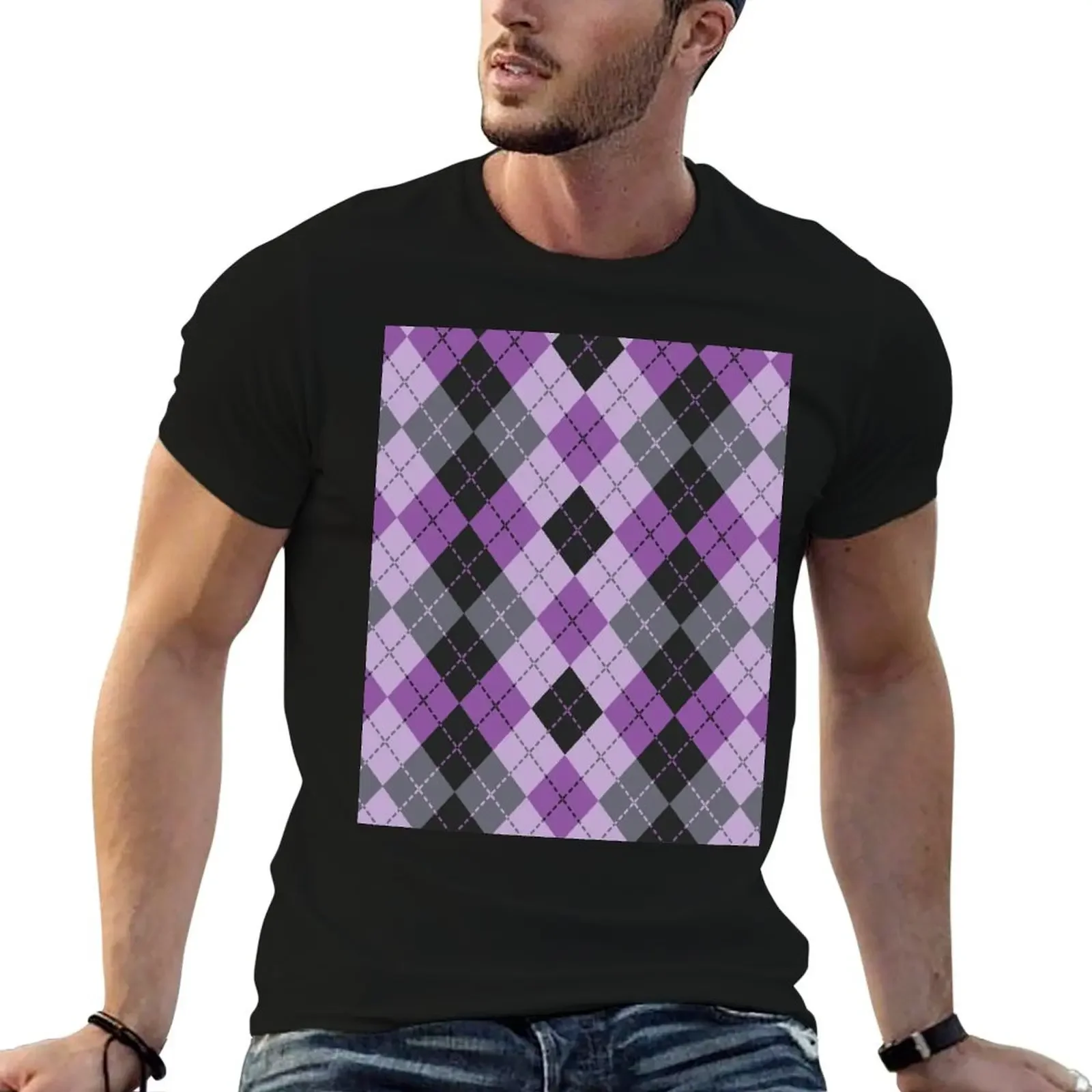 

Purple Argyle T-Shirt oversized t shirt man t shirt sports fans croswit shirt man mens clothes