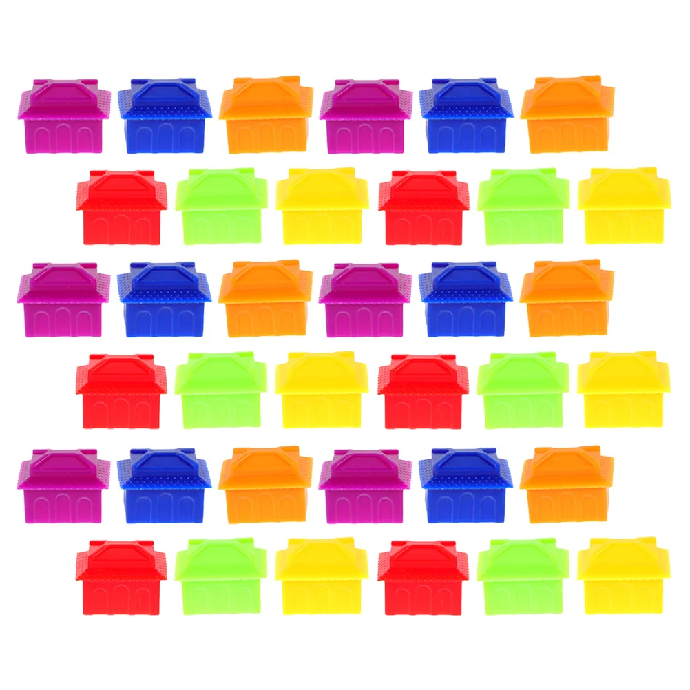 

120pcs Game Chess Pieces Board Accessories Plastic House Shape Tokens For Board Games Family Party Game Pawns Replacement