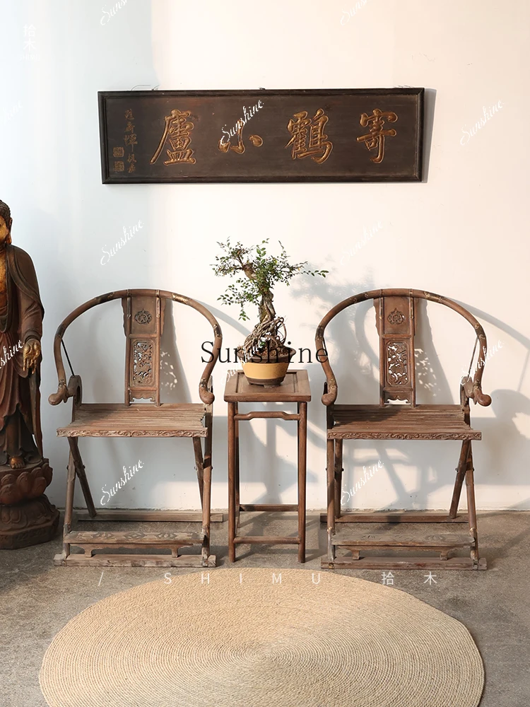 

Folding antique old furniture throne Taishi chair Ming and Qing ancient objects rosewood FT