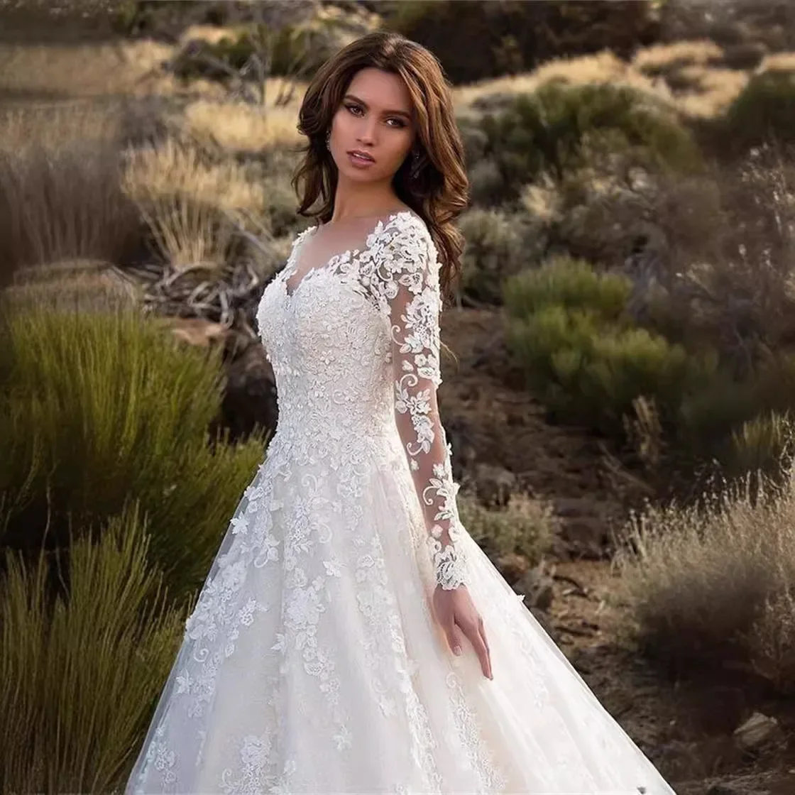 Vestido de novia de un hombro de manga larga de encaje blanco, vestido de noche para mujer, vestido cruzado elegante hasta el suelo, vestido de estilo chino