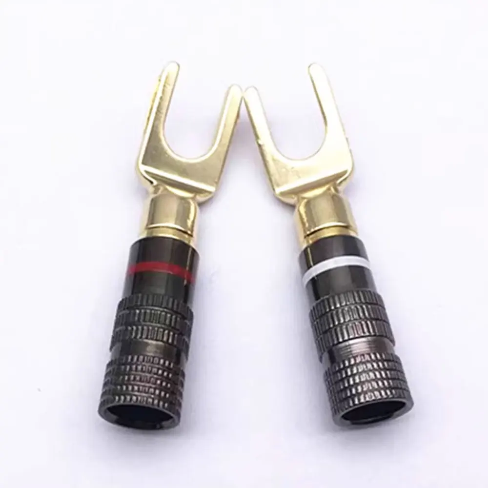 Hi-Fi 4mm Banana Plugs Speaker /Amplifier Cable Connectors 8 Pcs/Lot Spade Fork Y Type Banana Plug Speaker Wire Audio Terminal