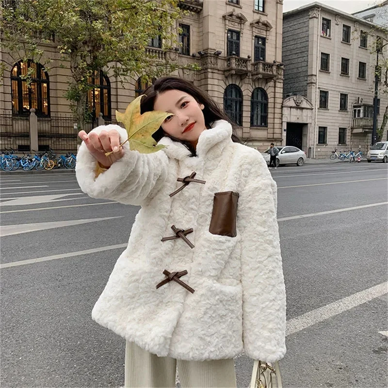 Woolen Coat For Female Autumn And Winter Mid-Length Small Fragrance 2023 New Spring Loose Lamb Fur Coat Students Faux Fur Jacket