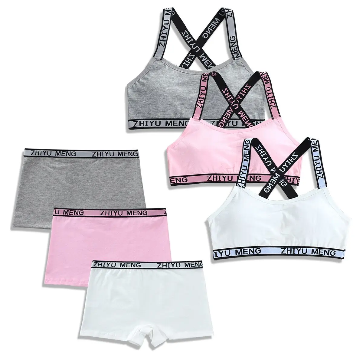 

Teenag Girls Training Bras Panties Sets Kids Cotton Underwear Set School Students Bra Vest and Panties Children Sports Bra 8-16Y