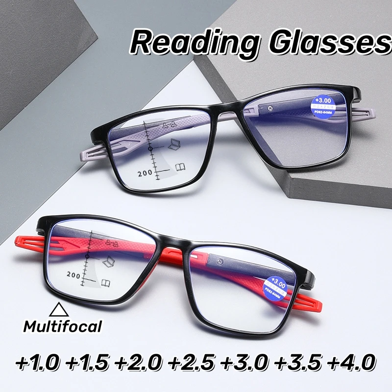 

Vintage TR90 Multifocal Reading Glasses Women Men Blue Light Blocking Eye Protection Glasses Ultra Light Unisex Eyewear