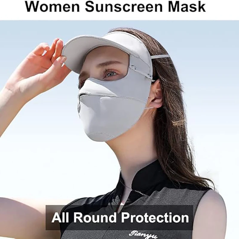 Sun Hat Mask Ice Silk Breathable Sunscreen Face Mask Scarf Adjustable Mask Cap Sports Tennis Golf Cycling Masks Top Hats