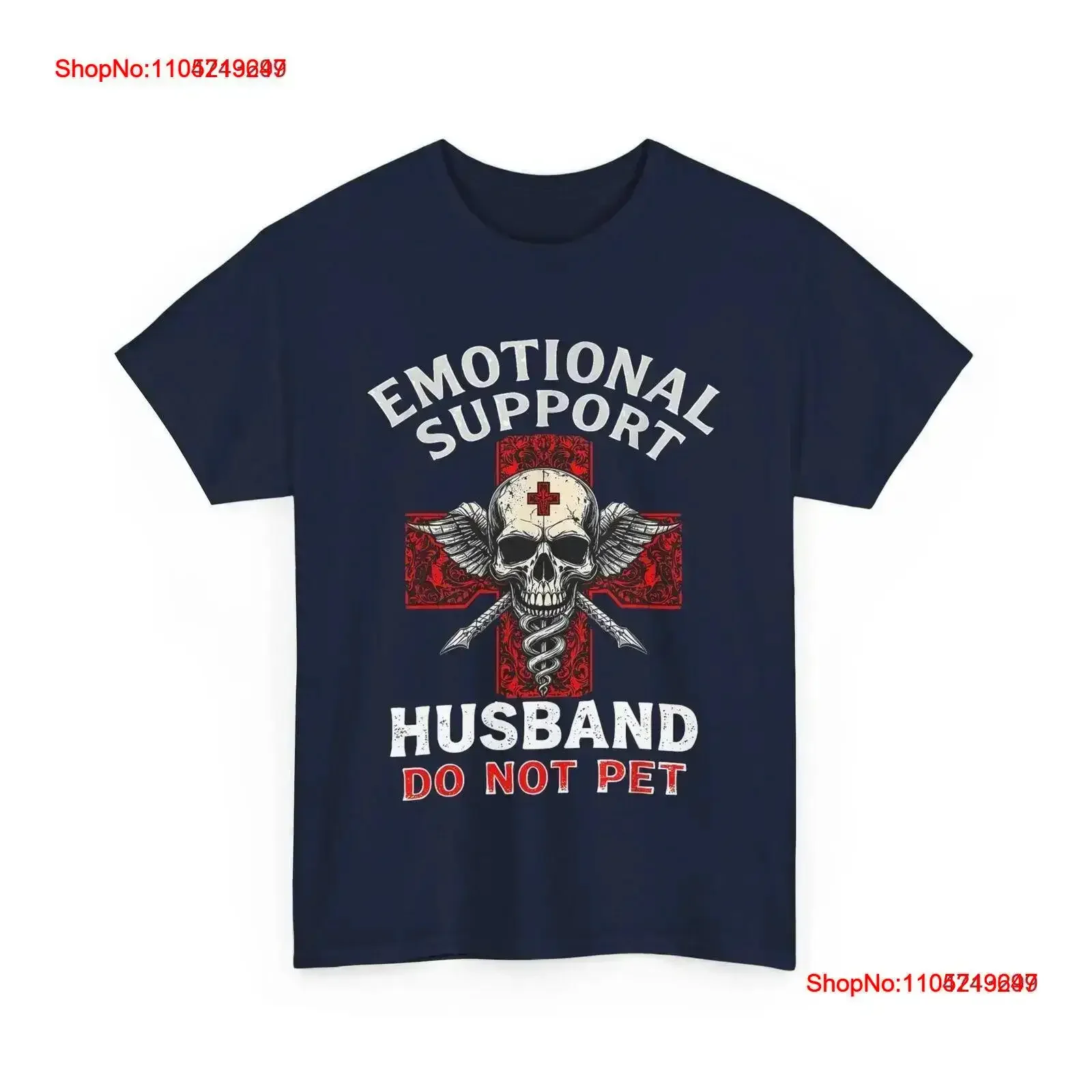 Husband T Shirt Emotional Support Do Not Pet Skull Vintage Washed Casual Top For Everyday Wear streetwear Soft vintage Washed