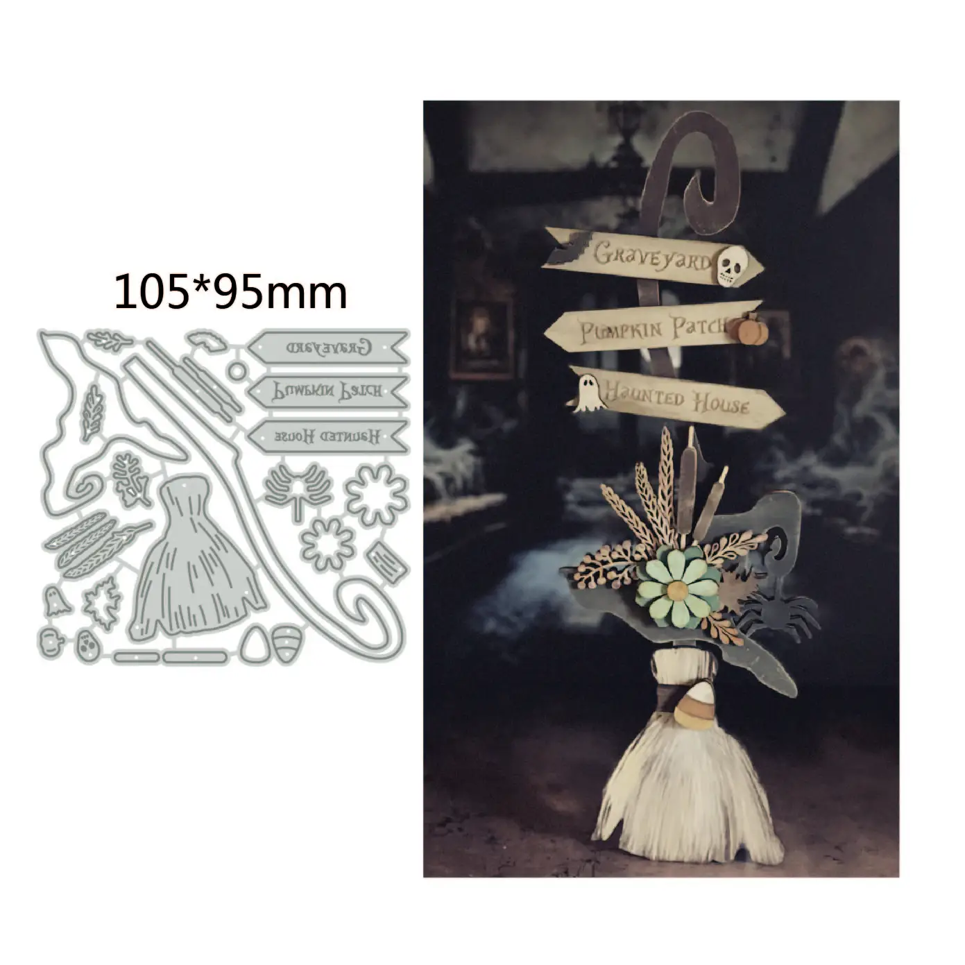 2024 Nowe metalowe matryce do wycinania Halloween Ghost Witch Broom Skull Scrapbooking Emboss Clipbook Template Greeting Card handmad Dies