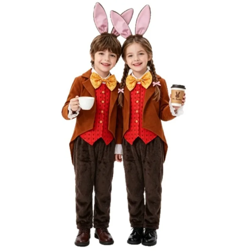 Disfraz de Conejo de Marzo de Alicia en el País de las Maravillas para Niños, Orejas de Conejo, Disfraz de Halloween, Cosplay, Actuación Escénica