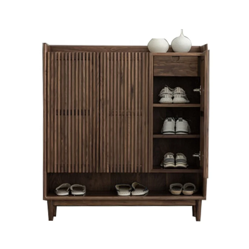 Modern mid century shoe organizer vintage solid wood shoe storage living room cabinet for shoe storage