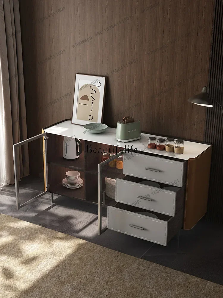 LD33Slate solid wood dining side cabinet modern simple kitchen storage tea cabinet