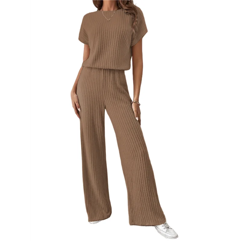 

FX-Женская повседневная летняя одежда для путешествий и отдыха, костюм из двух предметов, широкие брюки с короткими рукавами, повседневный костюм