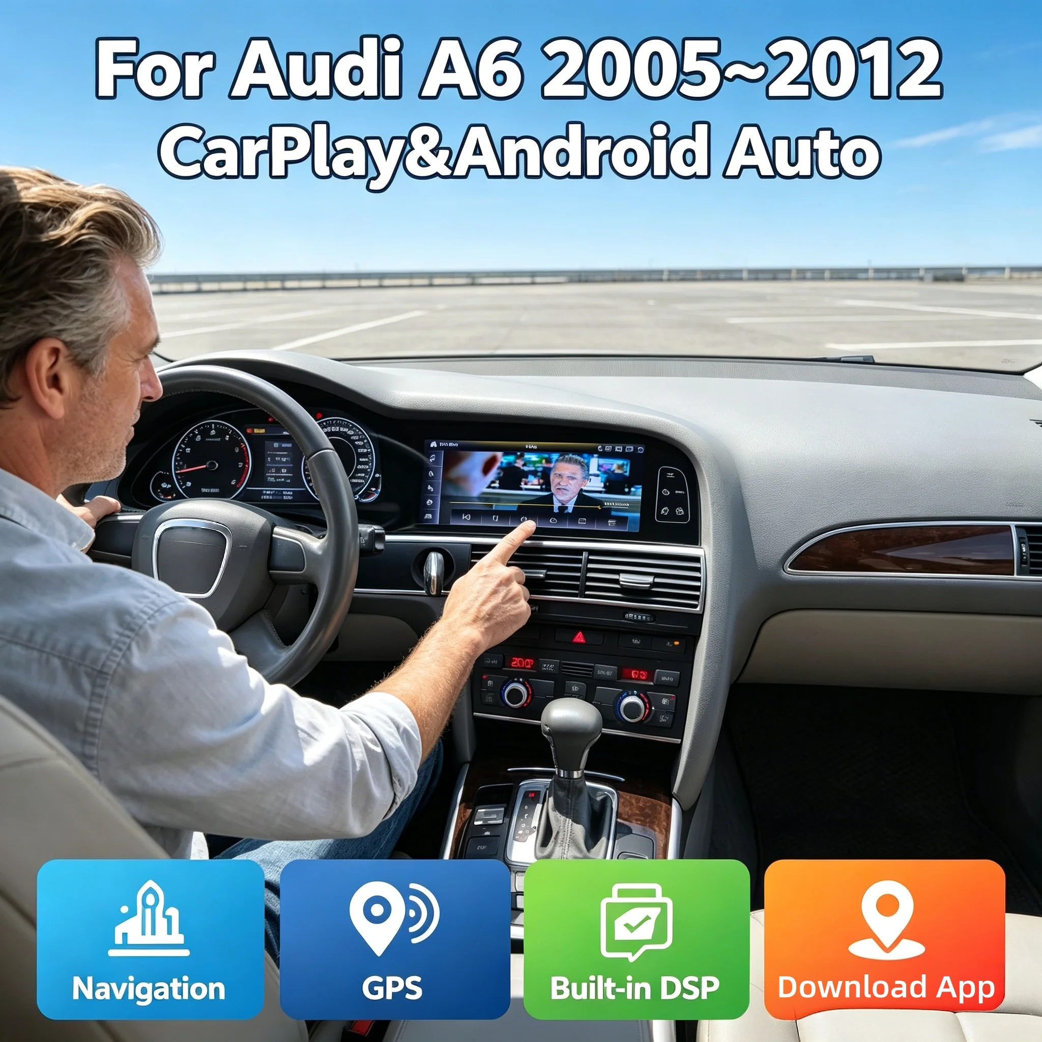 Car Dashboard LCD Digital Instrument For Audi A6 A6L C6 4F 2005-2012 Dual Screen Car Radio CarPlay Android Auto Multimedia Playe