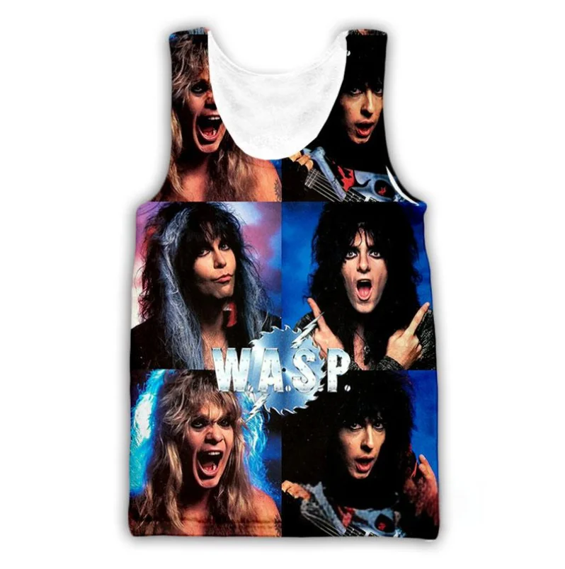 W.A.S.P Rock Tank Tops 3D Heavy Metal Band Print Men Women Fashion Sleeveless Tops Oversized Man Gym Clothes Beach Vests