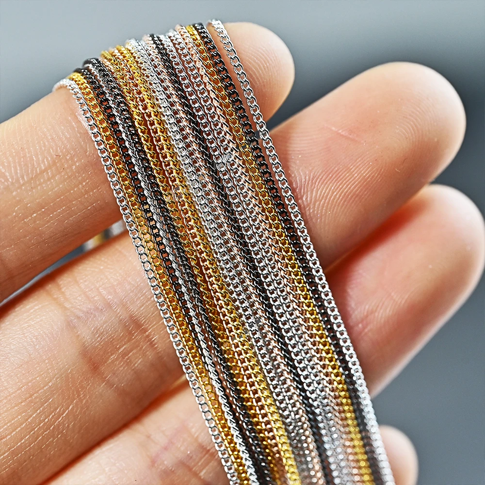 100cm Gold Silver Metal Chains Nail Charms 3D Nail Art Decorations Rose gold/Black Punk Chain Nail Art Rhinestones DIY Jewelry