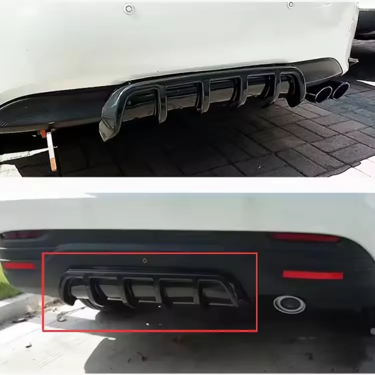 Black/Carbon fiber Universal Car Rear Bumper Shark Fin Spoiler Lip Protection Diffuser Deflector Bumper Chassis Spoiler
