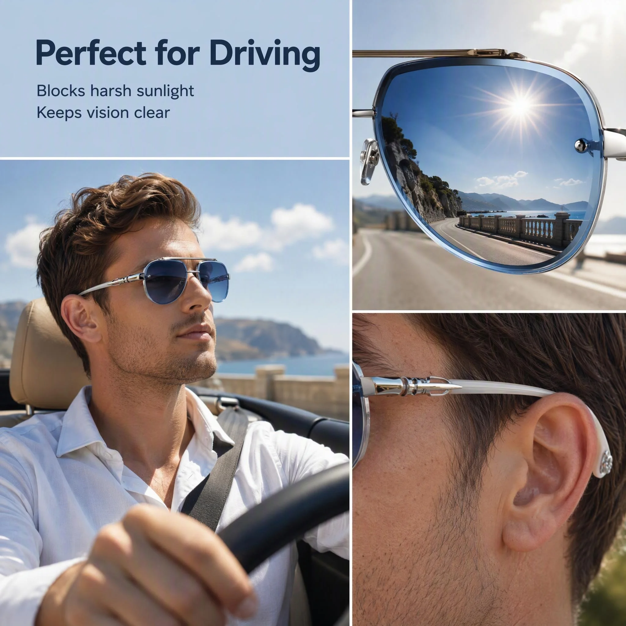 High end Luxury Brand Fashionable Titanium Frameless Pilot Style Men's Sunglasses Outdoor Driving Fishing UV400 Women Sunglasses