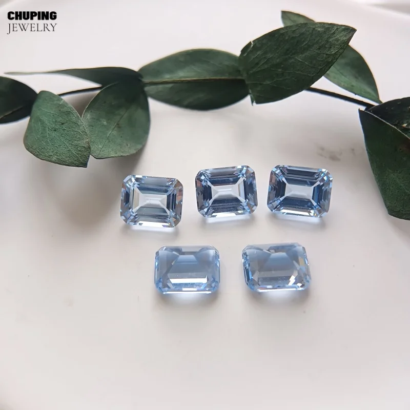 Premium Quality Lab Grown Aquamarine Spinel Emerald Cut Flame Melted With AGL Certificate Loose Gemstone For Fine Jewelry Making view 4