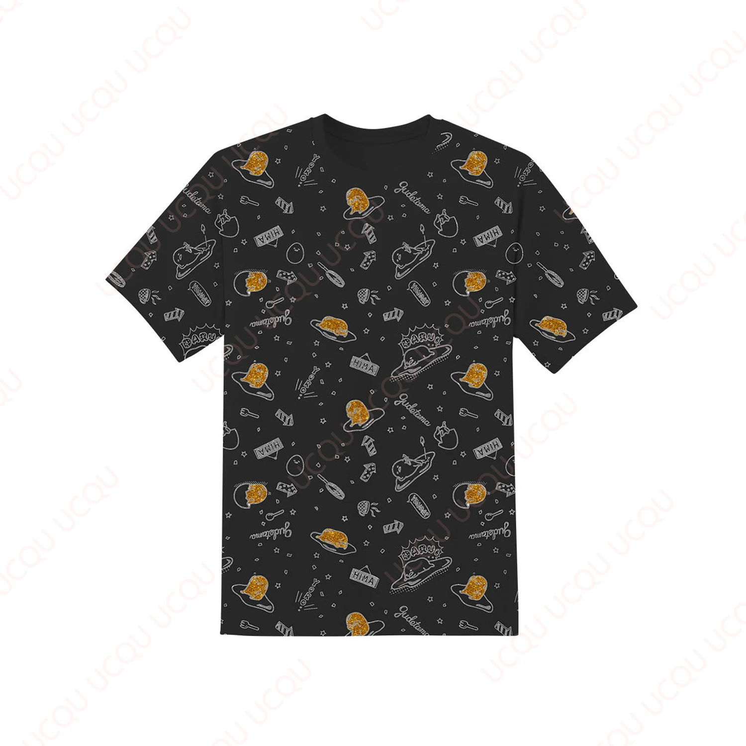 

Sanrio Gudetama Allover футболка с коротким рукавом новые летние топы унисекс свободная футболка Лидер продаж модные повседневные футболки