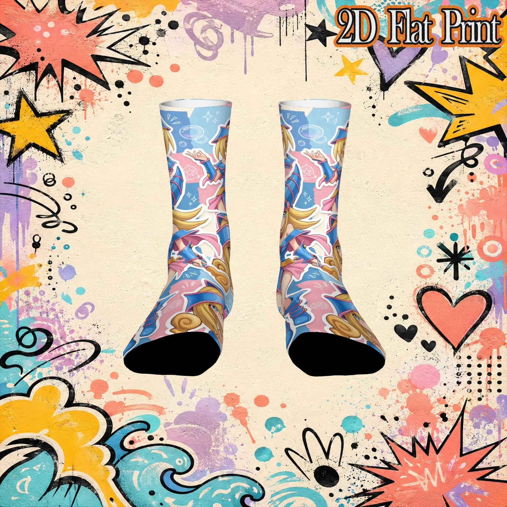 Fashion YU GI OH Card Meme Vintage  Street Style Novelty Casual Crew Crazy Sock Sports Socks