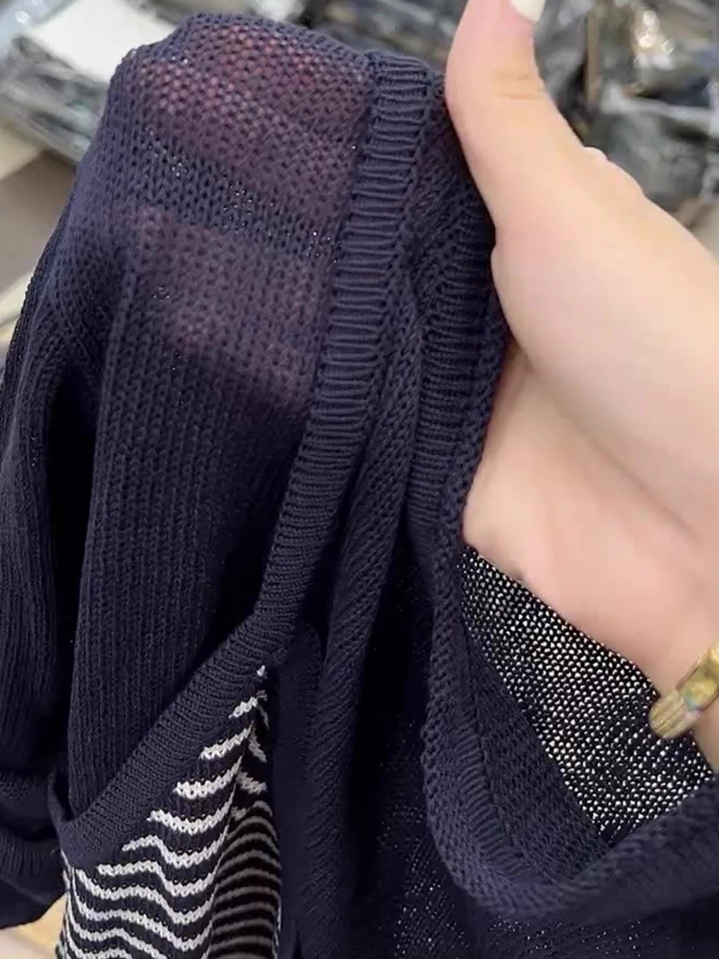 Faionable اللون بلو محبوك تصميم عصري الكورية Sle طويل Sve طاقم Ne وهمية قطعتين قاعدة irt الخريف 2025 #5