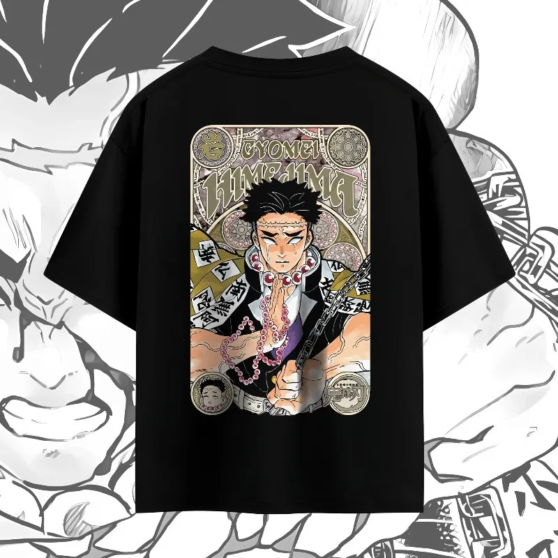 Camisetas de verano para hombre y mujer, ropa gráfica de Anime japonés Demon Slayer Himejima Gyomei, Tops de algodón de gran tamaño Harajuku Y2K