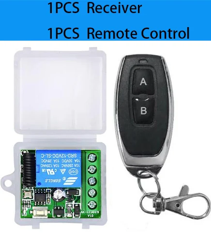 Modul Penerima Relay 1CH 10A DC 12V dan Pengontrol Kunci Elektronik RF Transmitter dengan Remote Kontrol Nirkabel Universal 433 Mhz