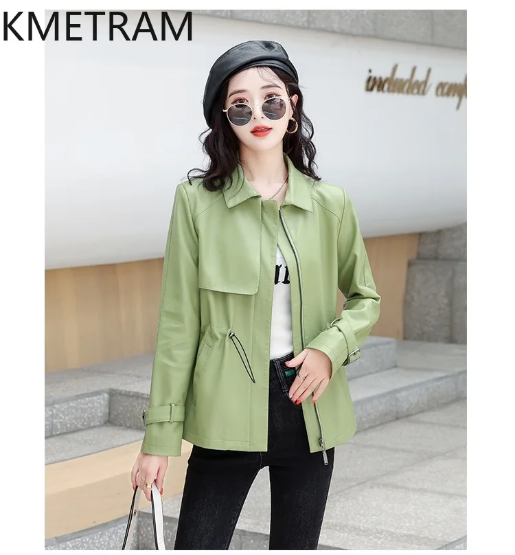 KMETRAM Genuine Sheepskin Leather Jacket Woman Spring Autumn Short Women's Clothing Korean Loose Womens Coat Casaco De Couro