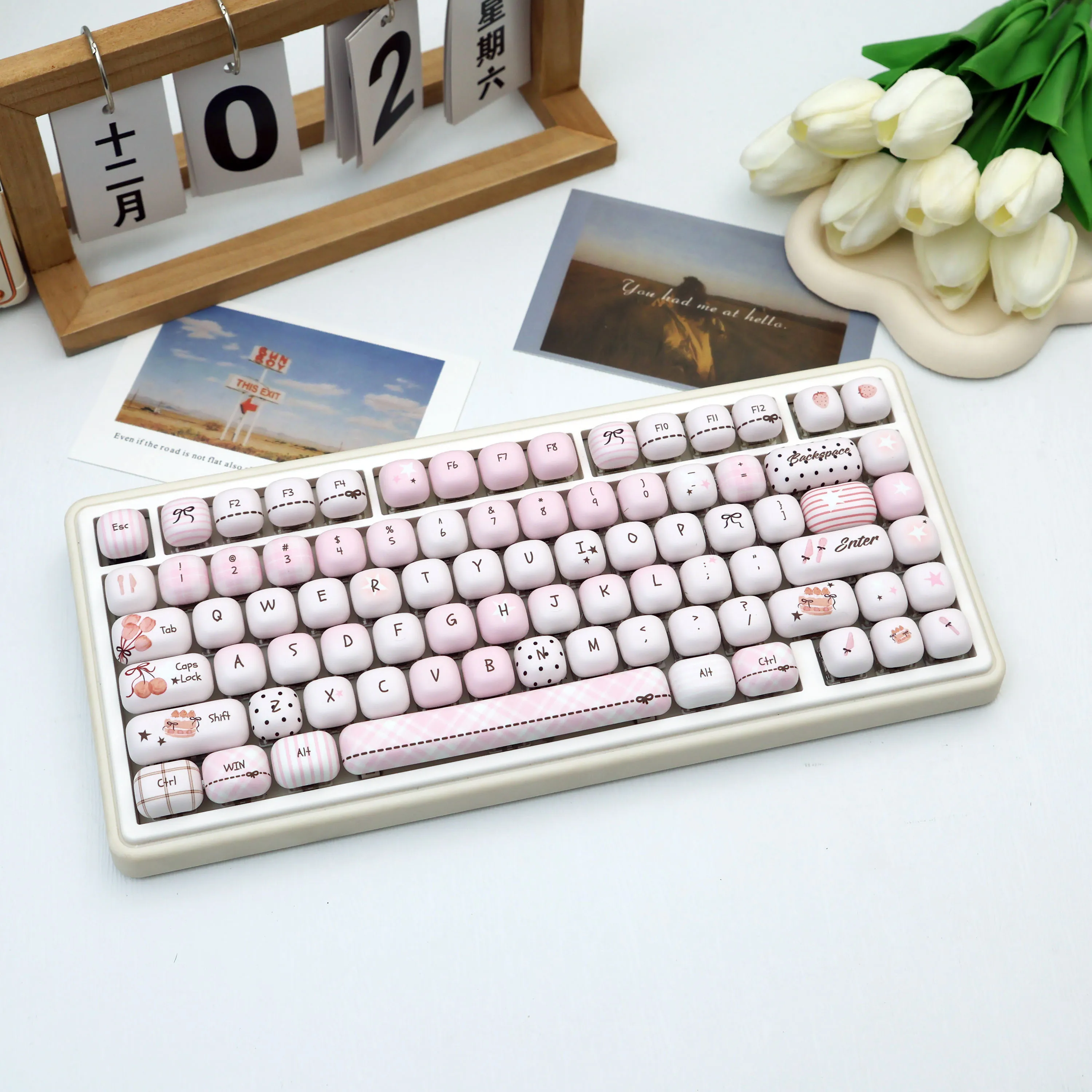 138 Keys Pink Grey PBT Keycaps Dye-Sublimation MOG Profile MX Switch 61 64 68 87 96 104 108 Mechanical Keyboard