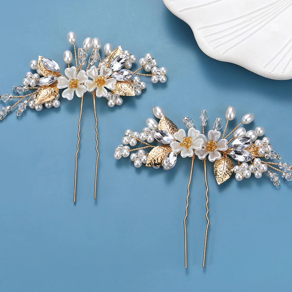 

Xk207 Pearl Flower Hairpins Bridal Wedding Accessories Rhinestone U Shaped Bobby Pins Women Hairstyle Sparkling Lightweight Easy