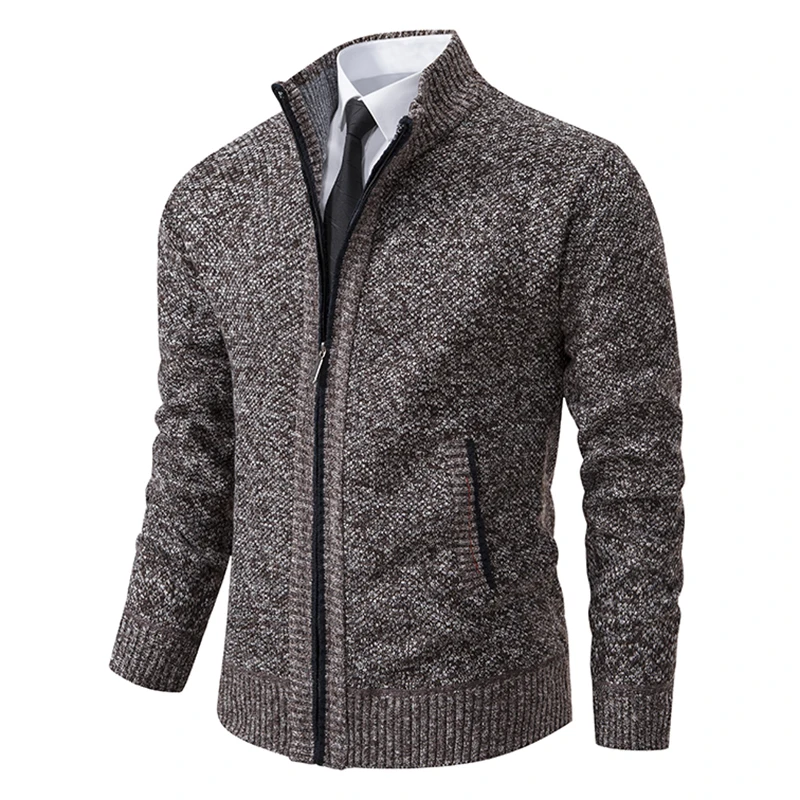Herfst en winter New Jersey Casual sportjas voor heren Effen kleur Opstaande kraag Trui Grijp fleece Warm vest met ritssluiting