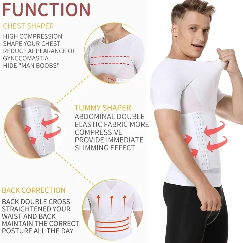 Abdomen Shapers Waist Mens Tummy Tops Gynecomastia Sheath Fajas Trainer Body Corset Shapewear Shaper Shirts Compression Slimming