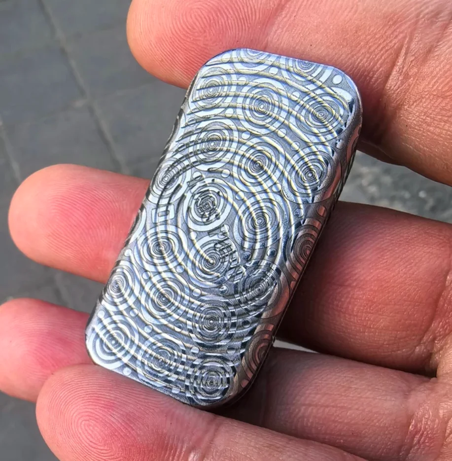 Used EDC KAIS POPO Sugar Stainless Steel Current Damascus Carving fidget slider decompression toy