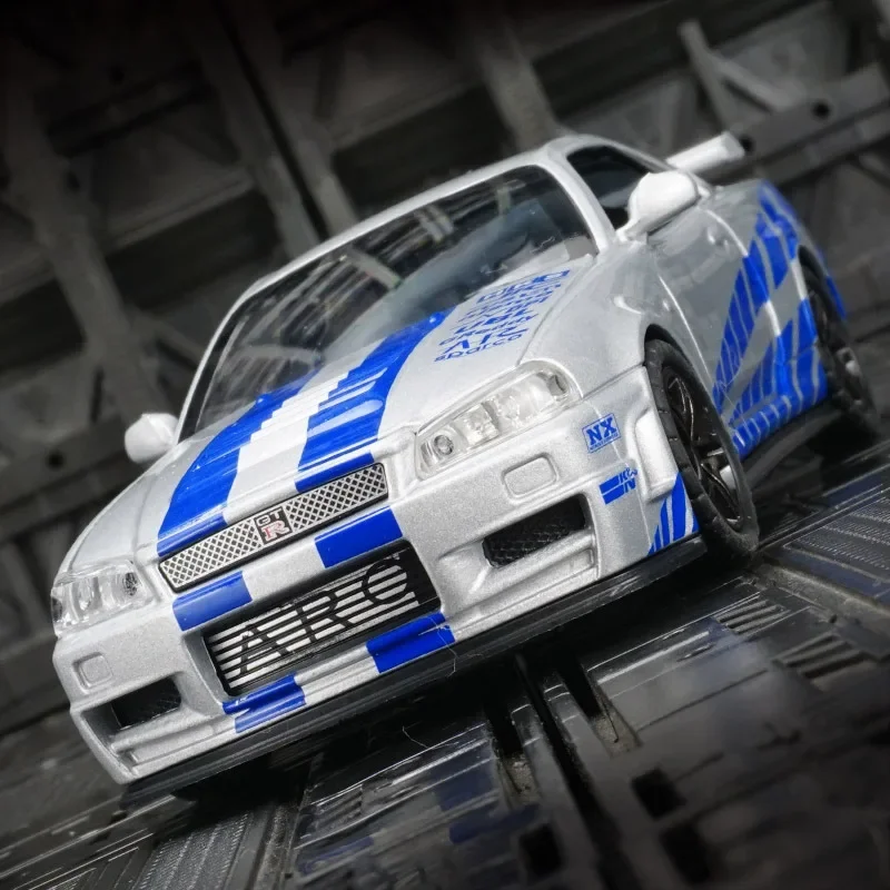 

Модель спортивного автомобиля 1:32 Nissan Skyline Ares GTR R34 из сплава, литой металлический игрушечный гоночный автомобиль, модель со звуком, детский подарок