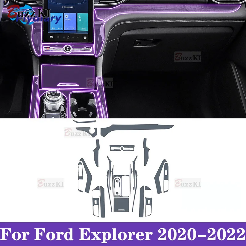 Para Ford Explorer 2020-2022 consola central interior de coche película protectora de pintura TPU transparente pegatina antiarañazos pantalla LCD