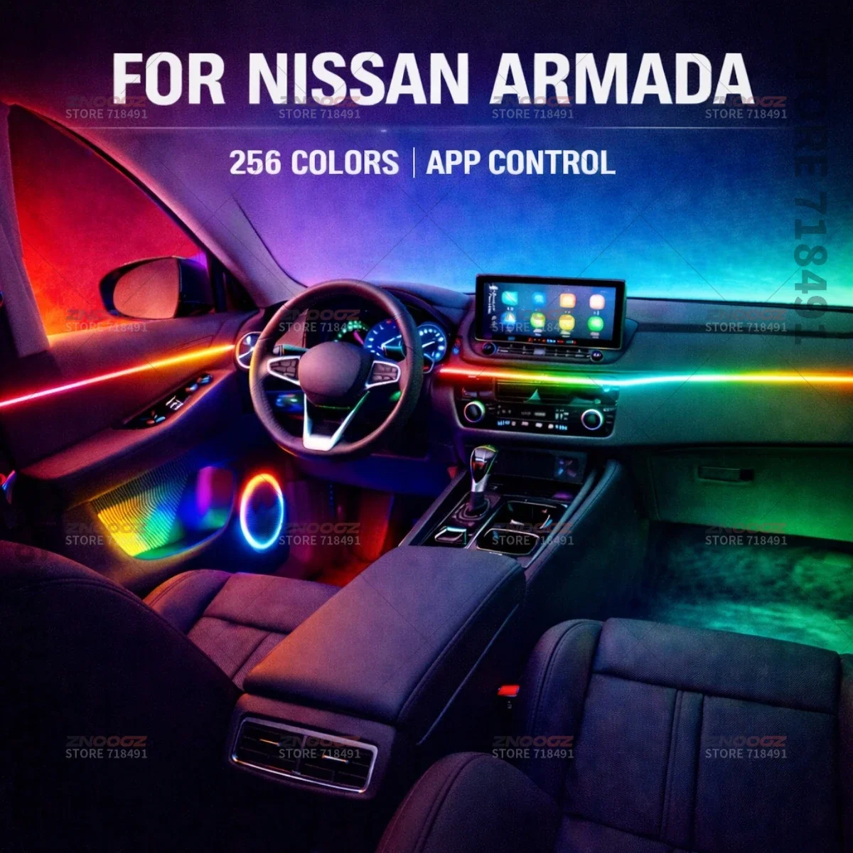 22in1 RGB Car Interior Acrylic Car Ambient Lights RGB Hidden Acrylic Strip Decoration Atmosphere Accessories For Nissan Armada