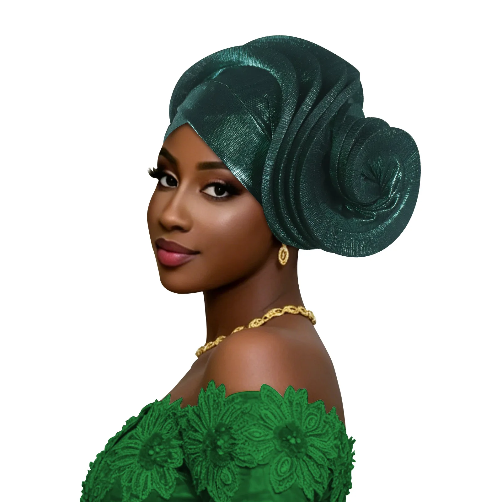 Elastic Ruffle African Headtie Turban Cap Lady Head Wraps Nigerian Wedding Auto Gele Party Headgear Headpiece Headwear Hat