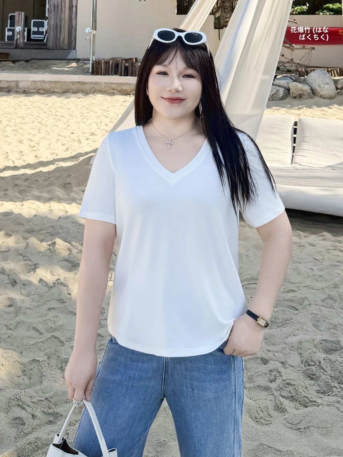 

plus Size Women's V-Neck High Elastic Shoulder T-Shirt Summer New Style Slimming Color Short Sleeve Casual Top