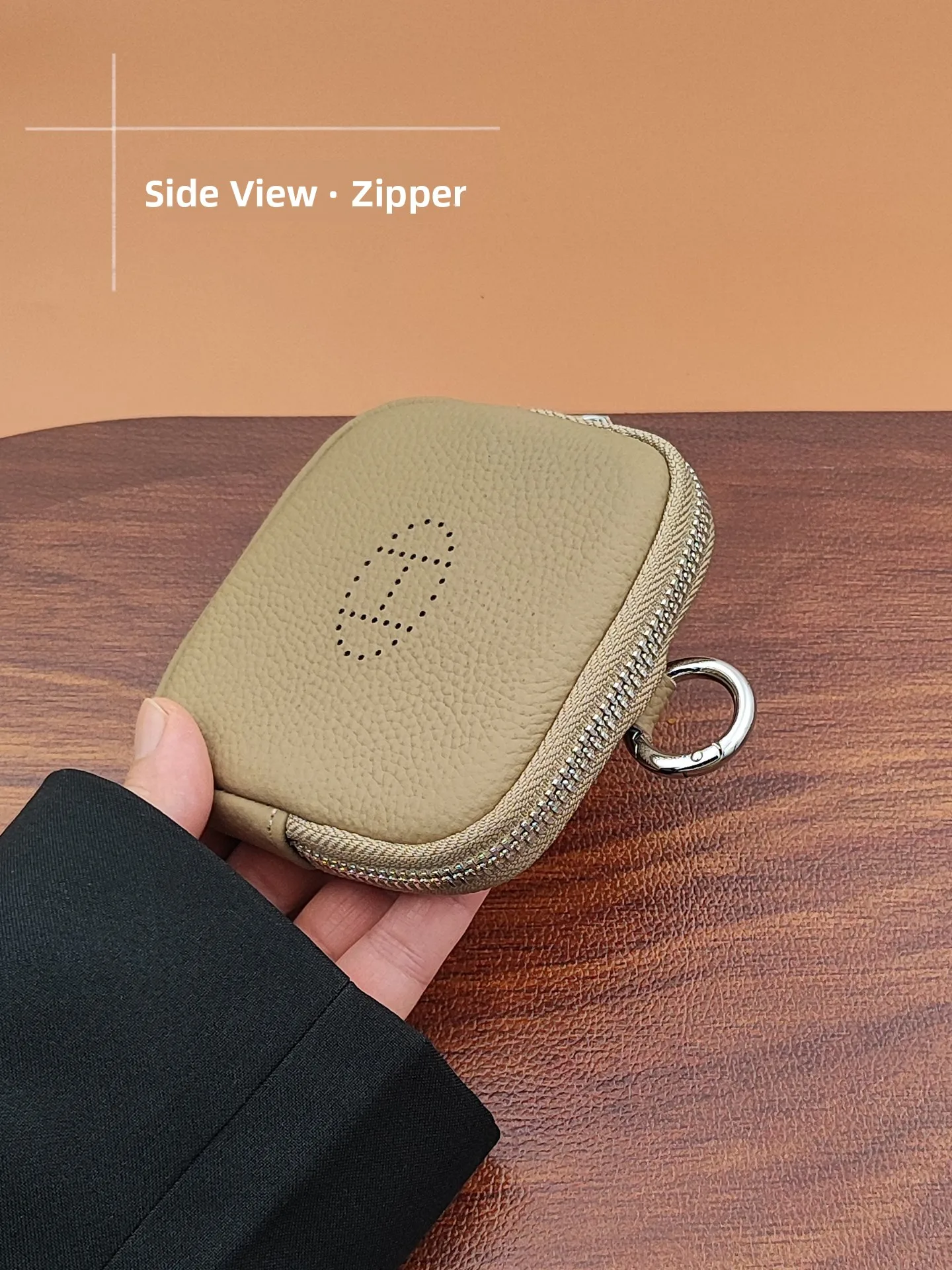 Litchi Pattern Genuine Leather Coin Purse Card Holder Women's New 2026 Cowhide Lipstick Bag Small Makeup Bag Document Storage...
