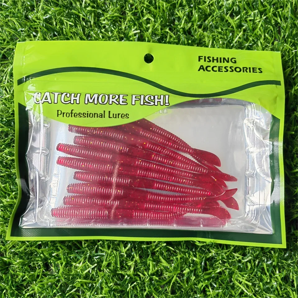 MUKUN 10 Stück Weichköder 10cm 2,3g Silikon-Wurm Sinkender Minnow Swimbait Wobbler für Süßwasser Bass Hecht Weiche Angelköder – Detail 3
