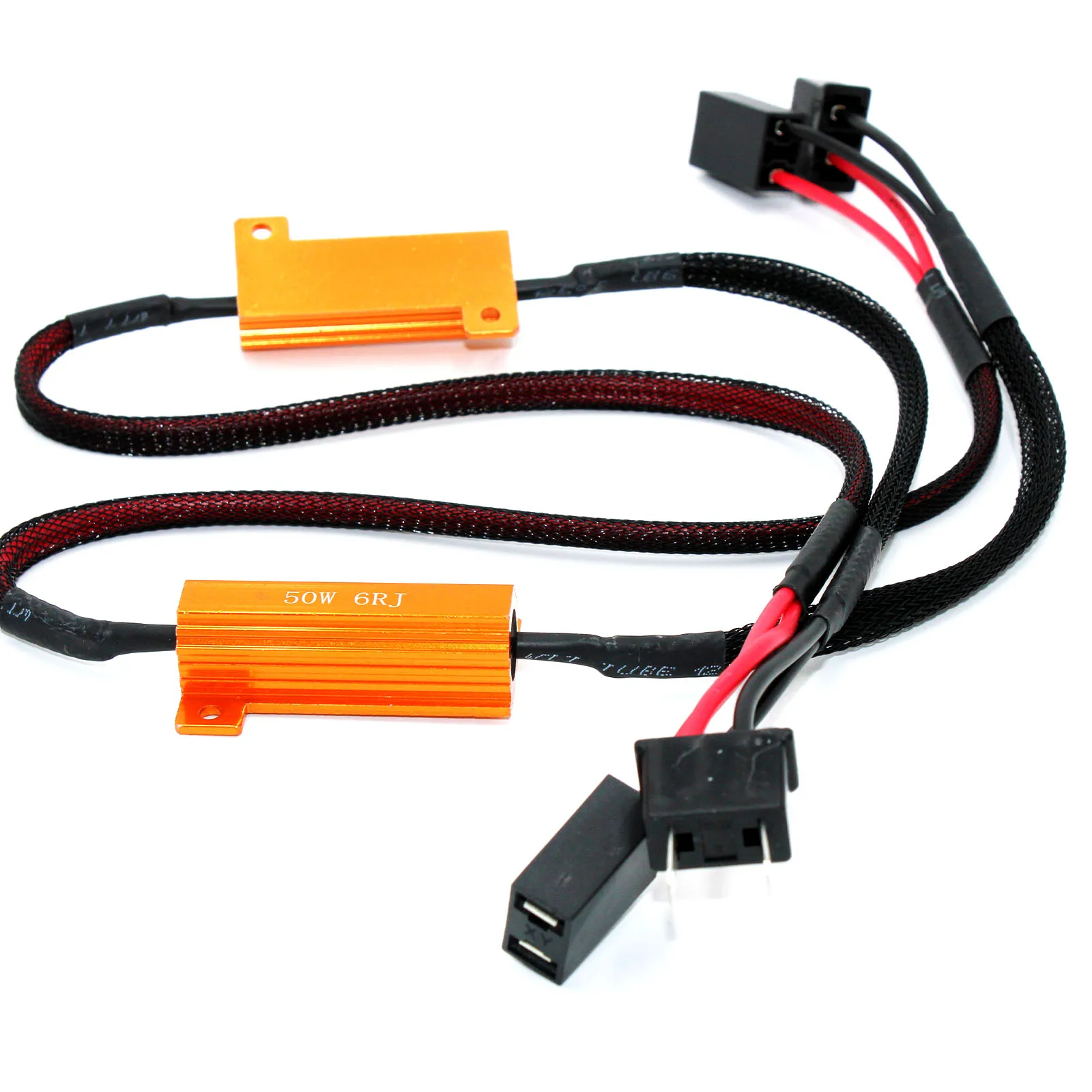 

2PCS LED H7 Bulb Decoder Resistor 50W 6RJ Canbus Error Canceller for Car Fog Light - Free Wiring Canceller Car Accessory