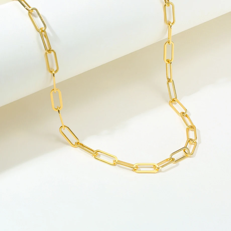 Drop shipping Stainless Steel Silver Gold Color Curb Chain Necklace 4MM Choker Necklaces for Women Girl Gifts Jewelry