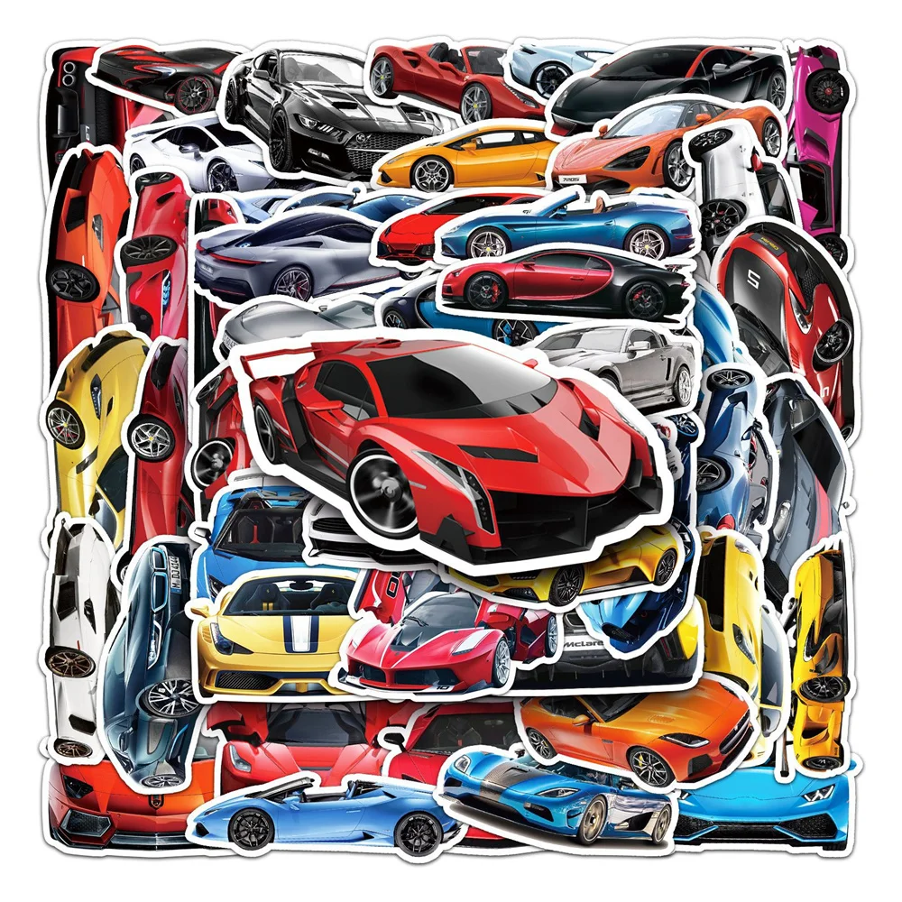 10/30/50PCS New DIY Sports Car Cartoon Personality Creative Computer Suitcase Table Water Cup Car Decoration Waterproof Sticker