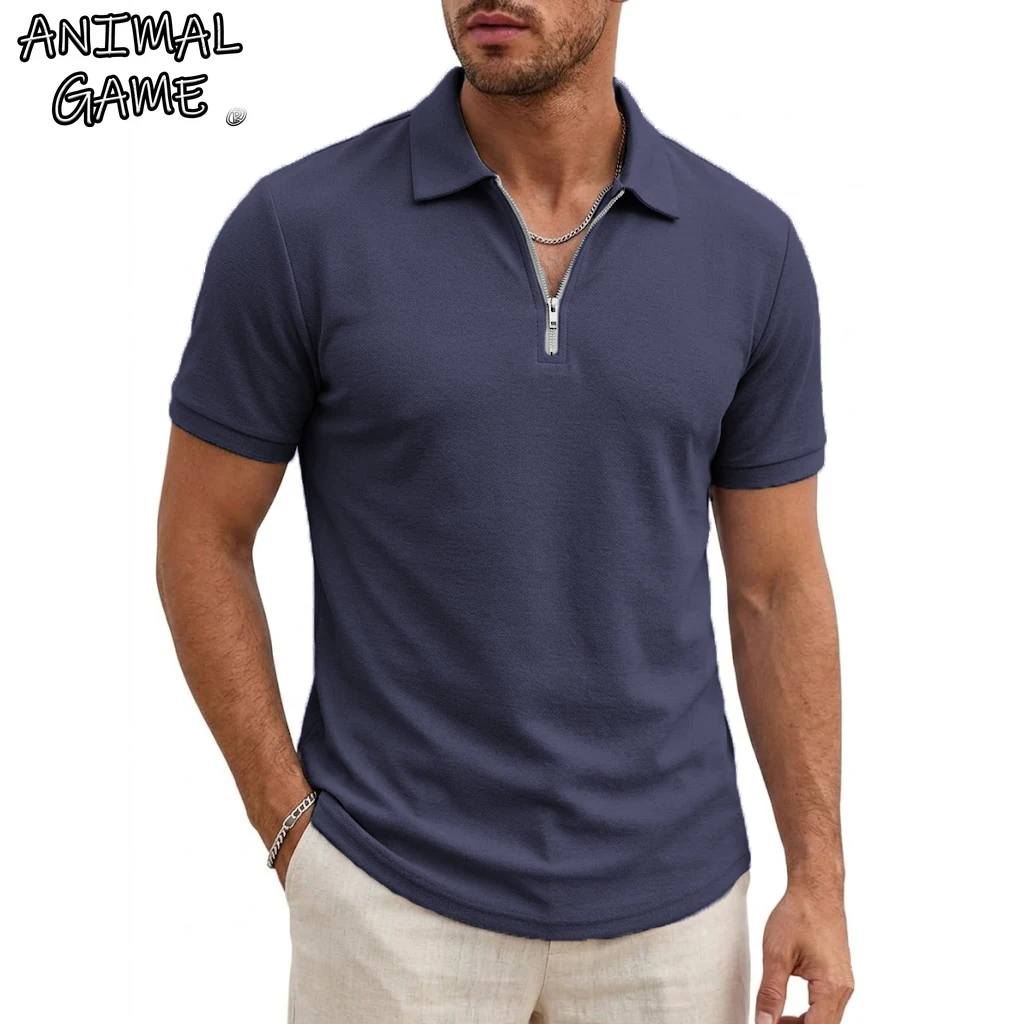 Herren Kurzarm-T-Shirts Sommer Freizeithemden für Männer Leichte Reißverschluss-Kurzarm-Poloshirts Zip-Top-Hemden für Arbeit und Sport