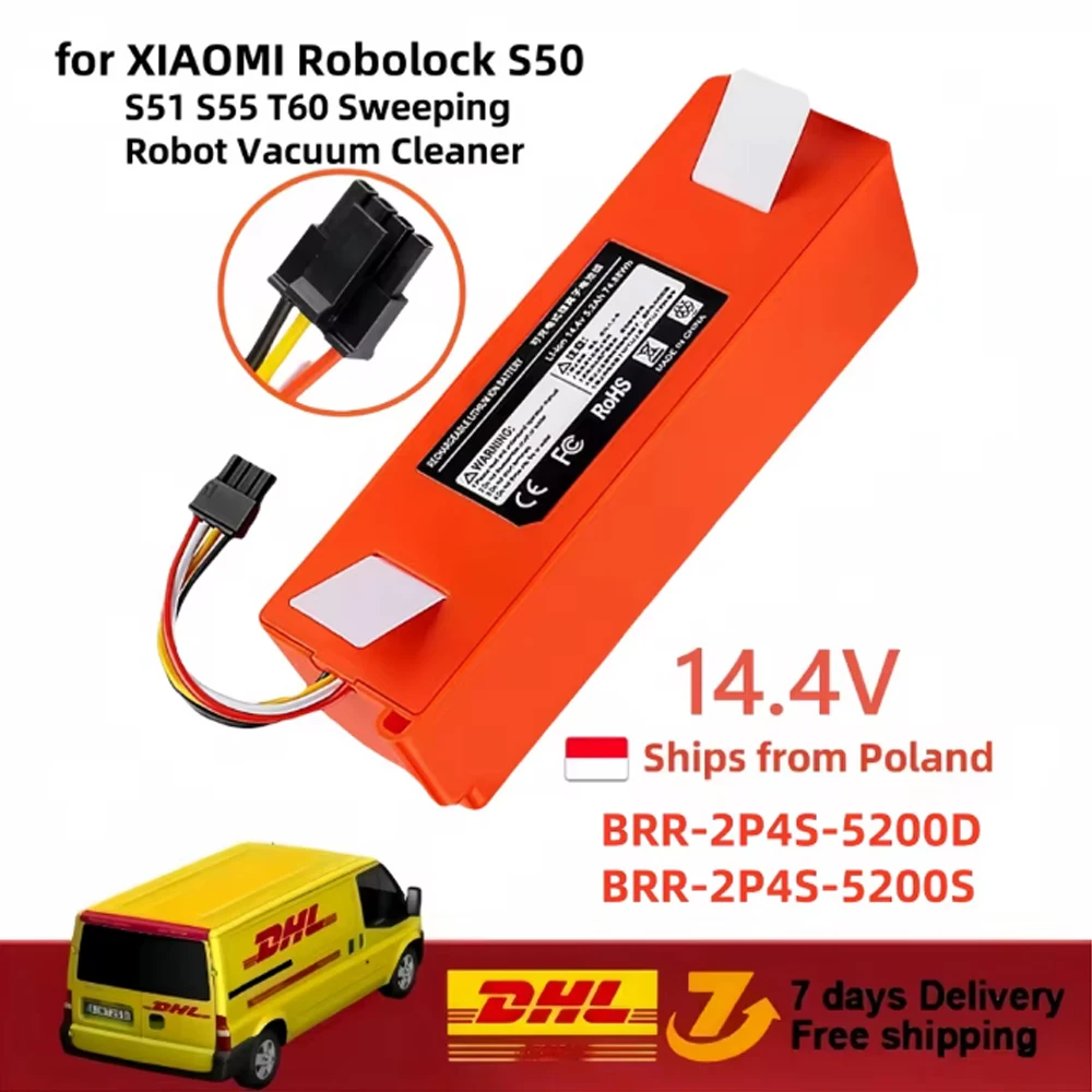 

14.4V 12800mAh Li-ion BRR-1P4S-2600D Battery For Xiaomi Roborock S55 S60 s502-00 / Sweep One / Xiaowa C10 E20 E35 Robot Vacuum