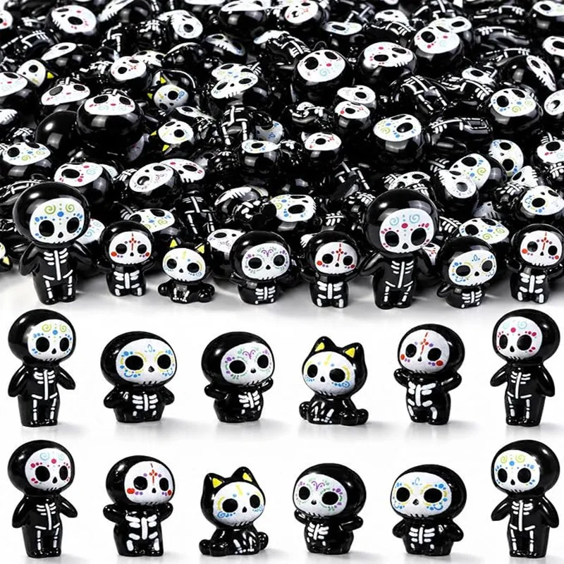 24pcs Halloween Mini Figurines Miniature Resin Ghost Toys Tiny Death Crafts for Halloween Party Favor Micro Fairy Garden Decor