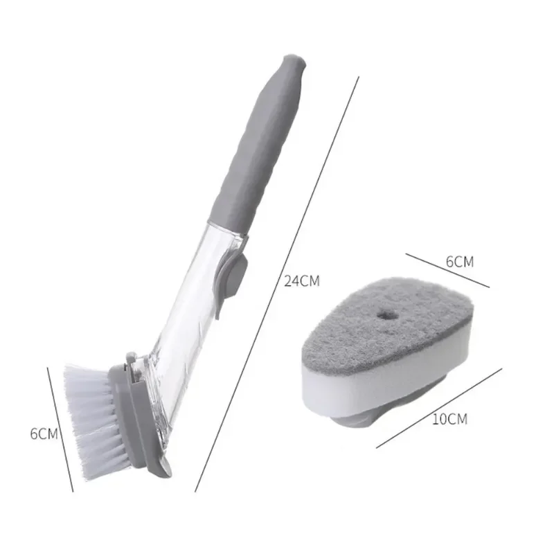 Dish Scrubber with Soap Dispenser with Optional Replaceable Brush Heads Brush Scrubber for Pot Pan Sink Cleaning Household