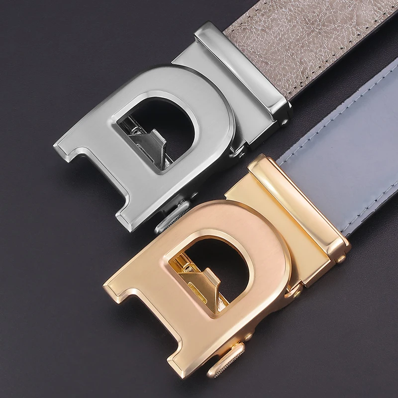 High Quality D Letter Light Leather Belt Men's Leather Fashion Automatic Designer Young Boys Masculinos Cowskin Herrengürtel